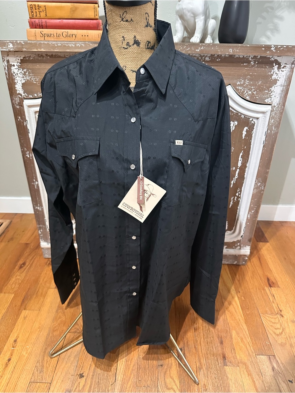 NEW Ladies XL Cowboygirl Black Western Shirt